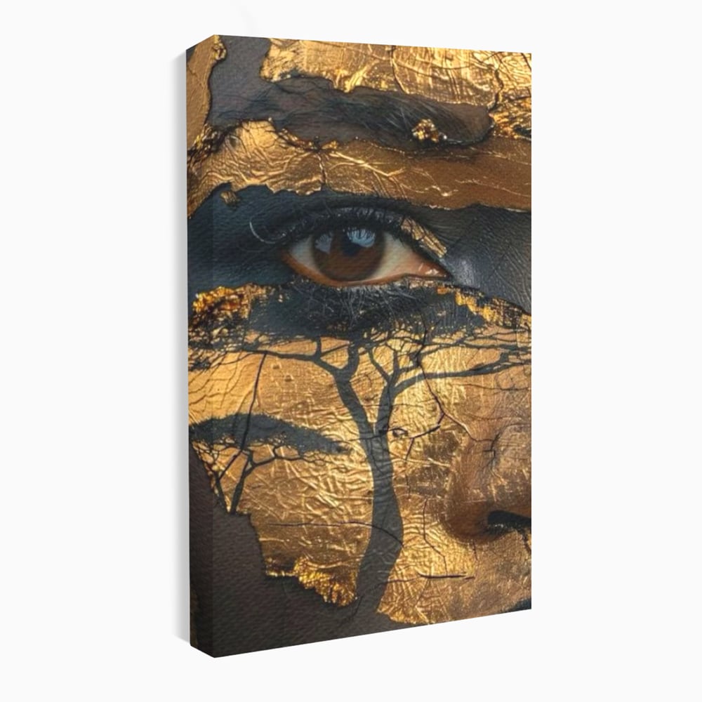 Tablou canvas cu tablou canvas cu ochi uman si arbore, fara rama, pe sasiu de lemn